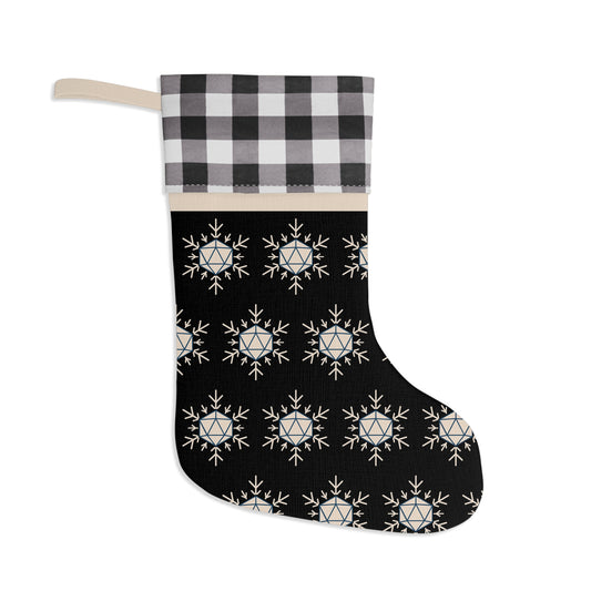 Black D20 Snowflake Christmas Stocking