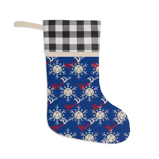 Blue D20 Snowflake Christmas Stocking