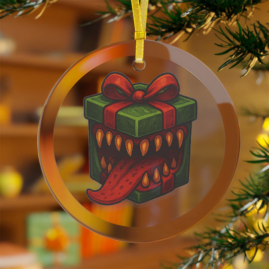 Glass Green Mimic Present Ornaments