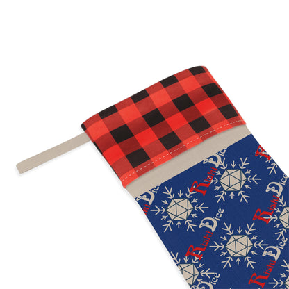 Blue D20 Snowflake Christmas Stocking