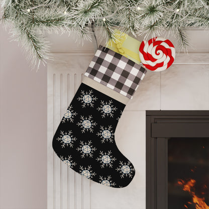Black D20 Snowflake Christmas Stocking