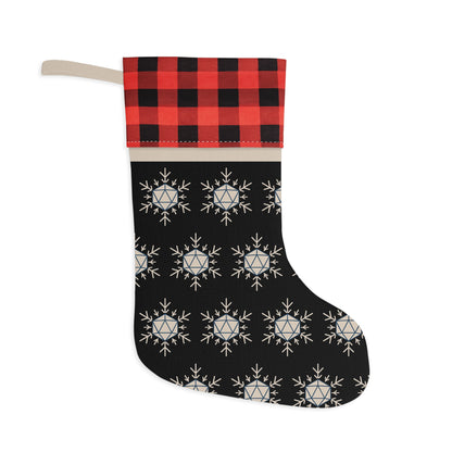 Black D20 Snowflake Christmas Stocking