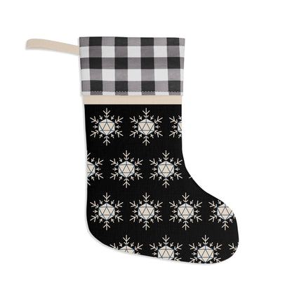 Black D20 Snowflake Christmas Stocking