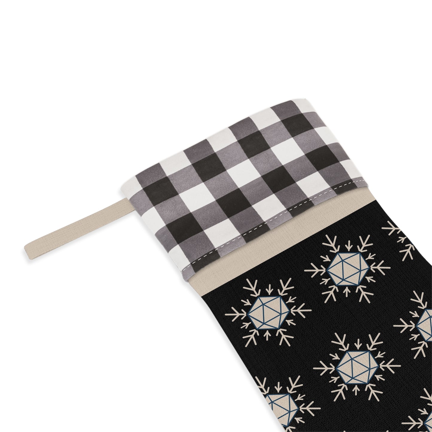 Black D20 Snowflake Christmas Stocking