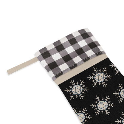 Black D20 Snowflake Christmas Stocking