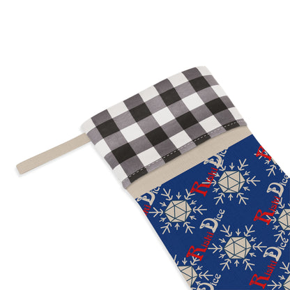 Blue D20 Snowflake Christmas Stocking