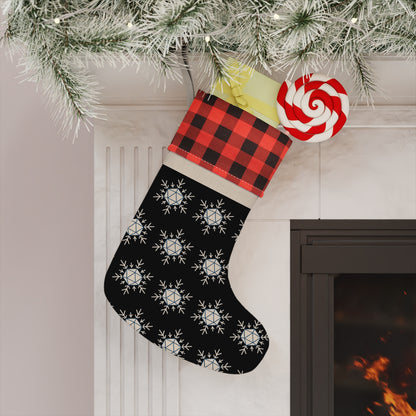 Black D20 Snowflake Christmas Stocking