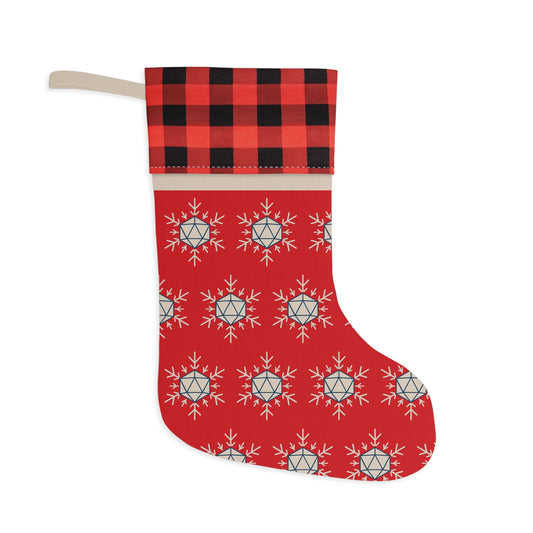 Red D20 Snowflake Christmas Stocking