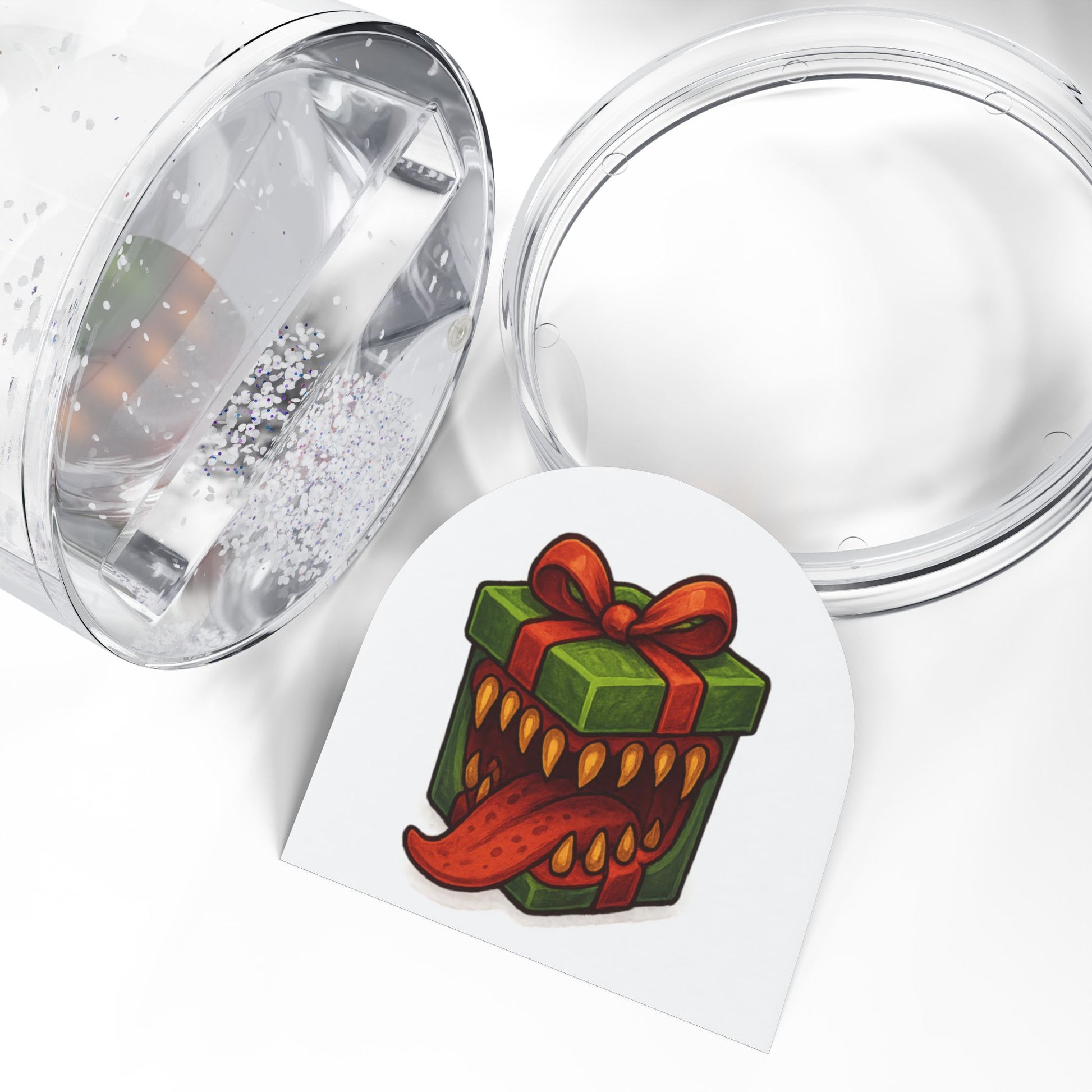 Green Mimic Present Snow Globe