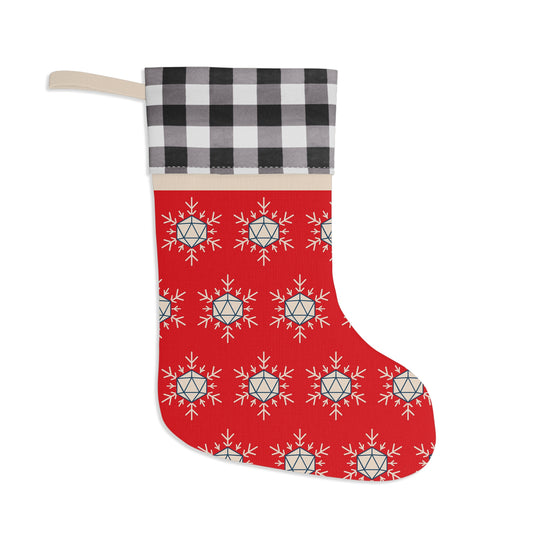 Red D20 Snowflake Christmas Stocking