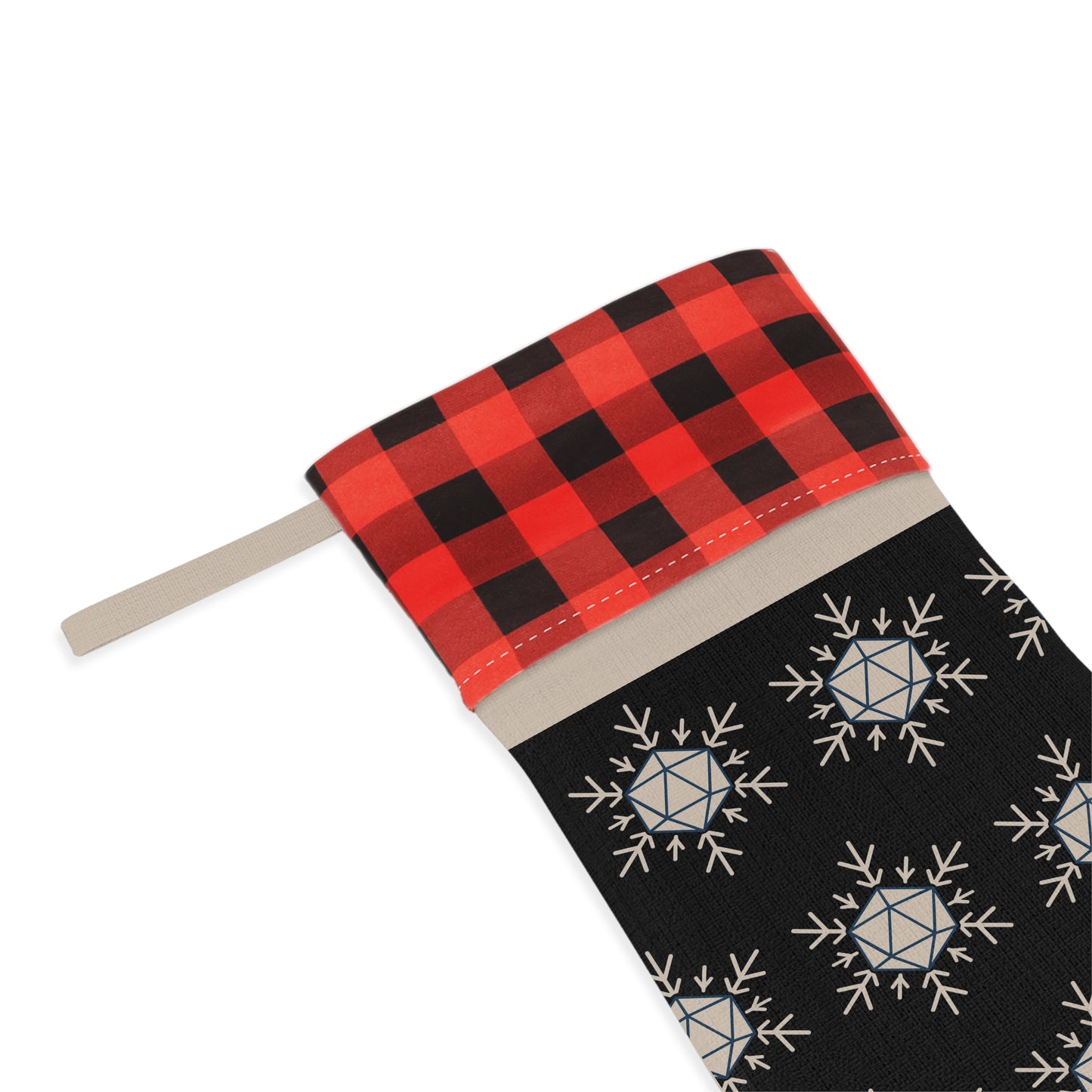Black D20 Snowflake Christmas Stocking