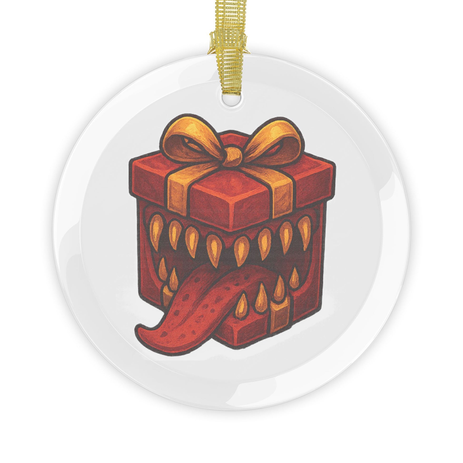Glass Red Mimic Present Ornaments
