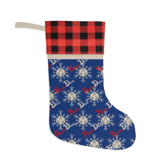 Blue D20 Snowflake Christmas Stocking
