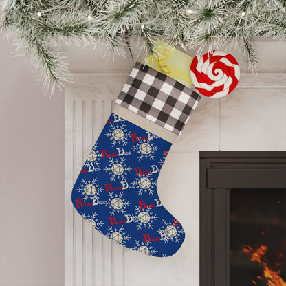 Blue D20 Snowflake Christmas Stocking